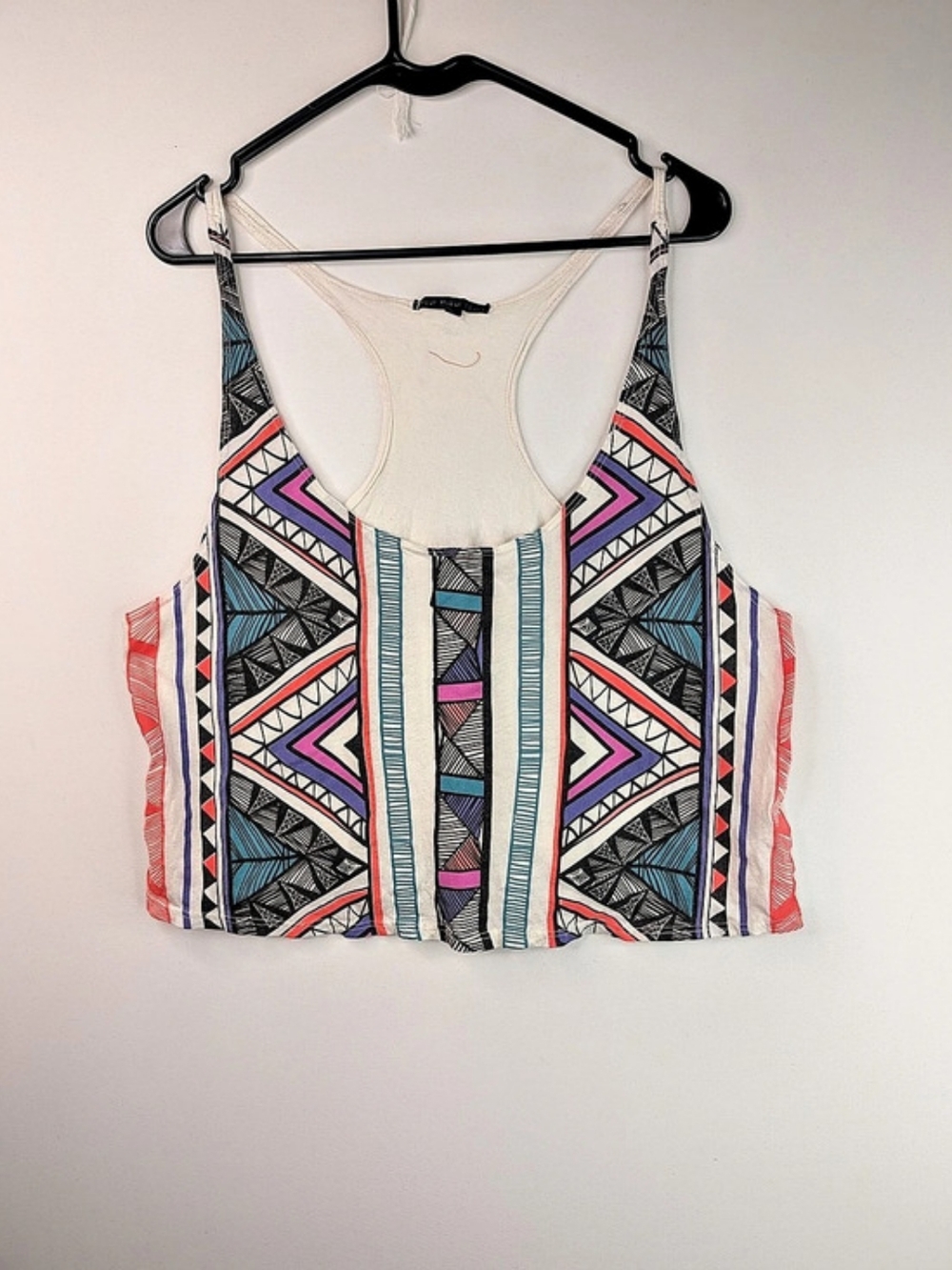 Nwot Urban Outfitters Geometric Racerback Tank in White & Pink Size Large